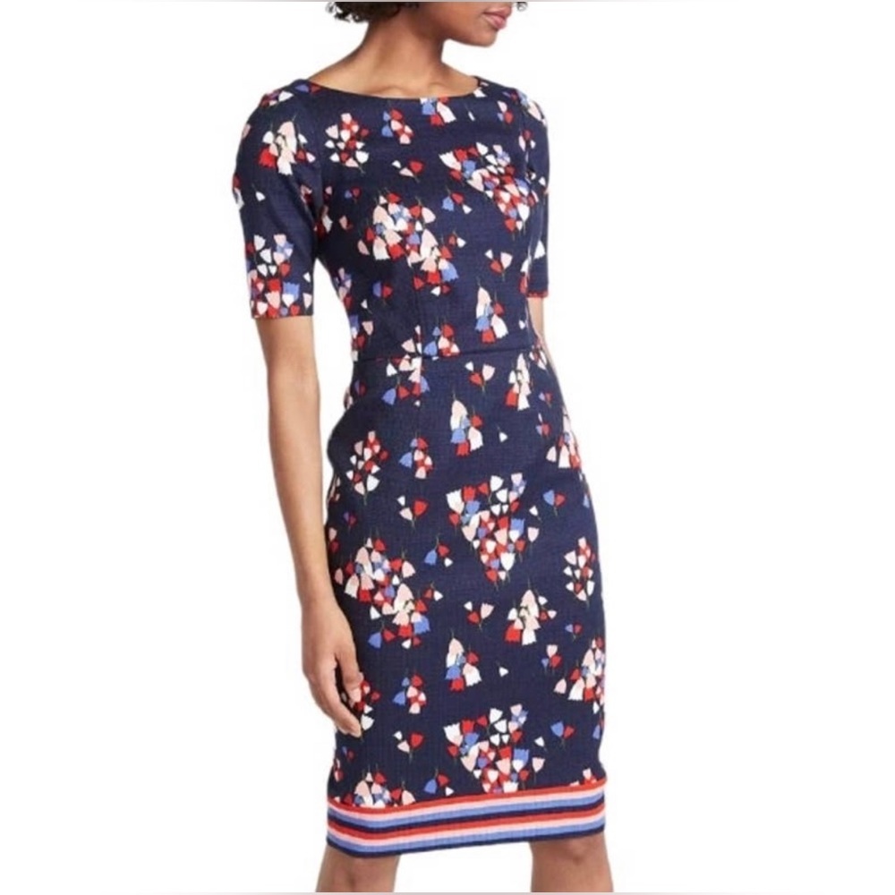 Boden tulip and striped fitted dress